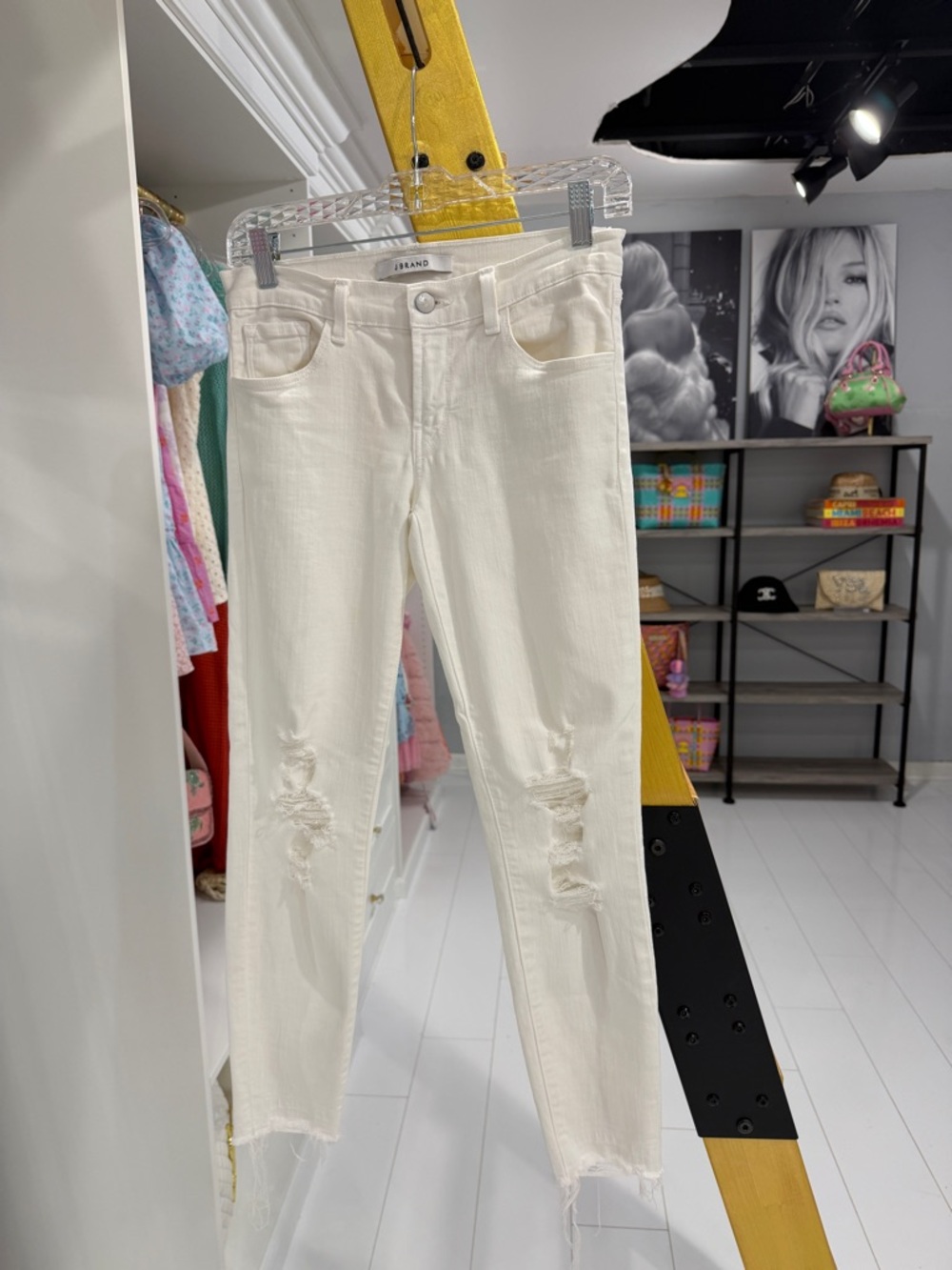 J Brand White Distressed Skinny Jeans